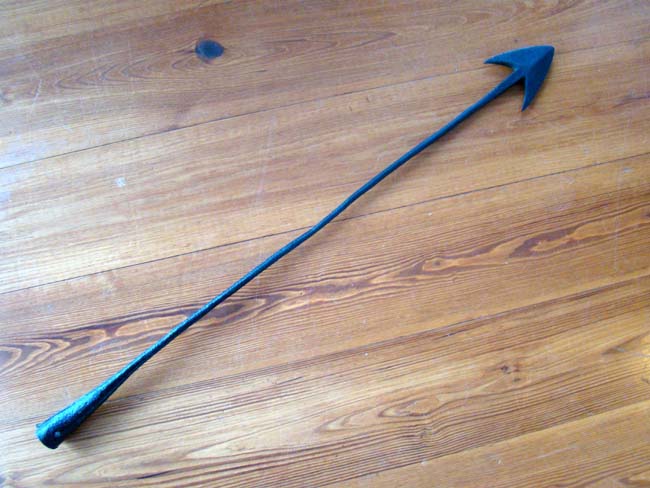 A 19th century double flue whaling harpoon stamped with the initials "H N" for Howard Nichols of New Bedford circa 1840